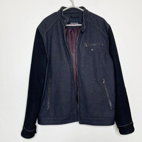 Emanuel Ungaro Gray Black Wool Full Zip Jacket Size Large - Picture 1 of 16